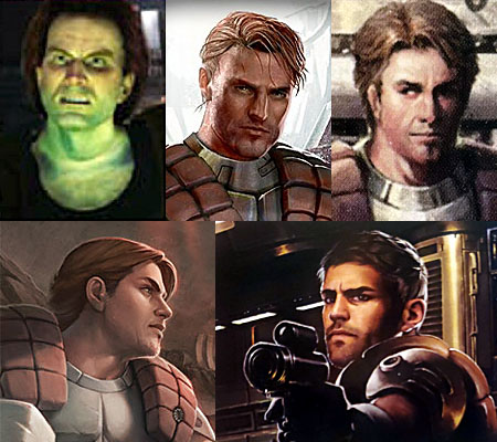 clockwise from top left: Lesbian Frankenstein, Sawyer from Lost, Don Johnson, Matt Schulze, and a Don Bluth prince.